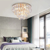 Lampu Kristal Langit-langit Bulat Modern untuk Rumah, Lampu Langit-langit Kristal Bening untuk Rumah
