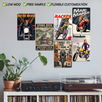 Panneaux en métal vintage imprimés UV à faible MOQ, enseignes de moto personnalisées, décoration murale, cadeau pour garçons, pour garages, bars, clubs, affiche métallique