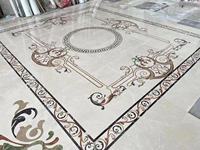 Mosaïque Moderne Polie pour Villa, Motif Floral Gravé au Jet d'Eau, Parquet en Marbre avec Design Graphique