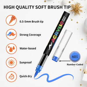 Acrylic sơn đánh dấu bàn chải tip, 120 màu sắc sống động với trực tiếp-chất lỏng Mực Kiểm soát hệ thống, sơn bút cho bức tranh đá - Product Image 4