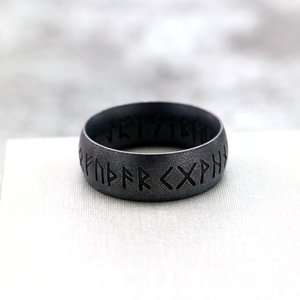 Nordic Vintage Stainless Steel <b>Ring</b> Viking Rune Letter Band Hip Hop Style Gift Jewelry - Product Image 4