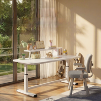 Table de levage en métal à commande manuelle, bureau d'ordinateur, bureau de jeu, bureau d'étude pour enfants, bureau d'écriture, pour chambre à coucher et maison, réglable en hauteur