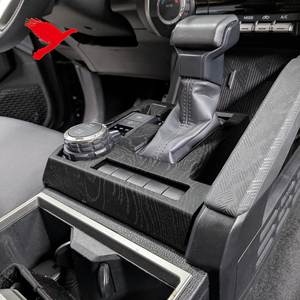 LHD อุปกรณ์ตกแต่งภายใน<span class=keywords><strong>รถ</strong></span>ยนต์สำหรับ Toyota Tacoma 2024 2025<span class=keywords><strong>คอนโซล</strong></span>กลางฝาครอบทับตัด ABS <span class=keywords><strong>ลายไม้</strong></span>สีดำ1ชุด - Product Image 4