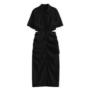 PB&ZA Robe Midi Femme 2025 Nouvelle Collection Chic et Tendance à Manches Courtes et Taille Dégagée, Style Vintage, Robe Femme Manches Courtes - Product Image 2