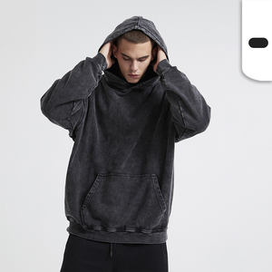 Men's 380G Heavyweight French Terry Drop Shoulder <b>Black</b> Hoodies Custom Logo Pullover Hoody <b>Sweatshirts</b> - Product Image 1