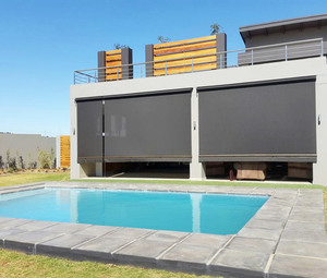 Pergola anti-moustique solaire d'extérieur, protection solaire en polyéthylène, stores roulants de fenêtre, manivelle sans fil, stores roulants - Product Image 1