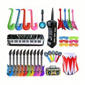 <b>Inflatable</b> Eco-Friendly PVC Guitar Microphone Set-Fun Musical Party Props Silk Screen Printing for Promotional Gifts Stage - Product Image 1
