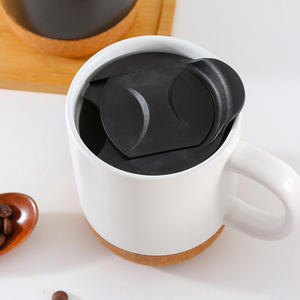 แก้วกาแฟเซรามิกเคลือบด้านพร้อมฐานไม้ก๊อกและฝาปิด สกรีนโลโก้ได้ - Product Image 4
