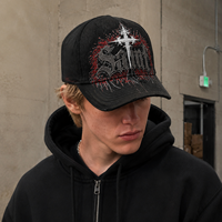 Casquette 5 panneaux en coton 100% avec broderie tonale personnalisée, motif crâne gothique, marque privée, avec logo pour la promotion de la marque OEM ODM