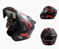 Casque de moto modulable ZoomLon, certifié DOT, en ABS, avec feu arrière LED, double visière et fixation rapide