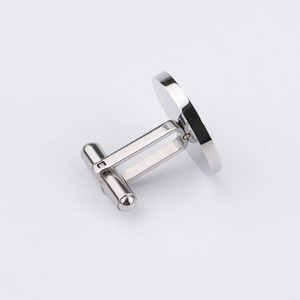 18K verguld nieuw roestvrijstalen glanzende blanco heren overhemd heren ronde manchetknopen - Product Image 2