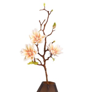 QIHAO Artificial Magnolia Flower Plastic High Simulation Wedding Home Decoration 3-Headed Branches - Product Image 5