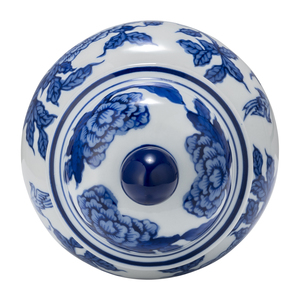 Vaso in Ceramica con Coperchio, Design Floreale Tradizionale Blu e Bianco per Soggiorno e Arredamento Casa - Product Image 5