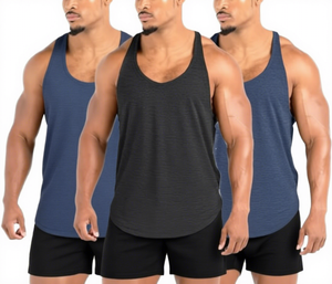 Men Solid Color Breathable Knitted Tank Top O-Neck Casual Gym Sport Polyester Lightweight <b>Running</b> <b>Singlet</b> - Product Image 1