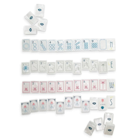 Ensemble de Mahjong américain de luxe en nacre, 160 tuiles en acrylique avec décoration blanche élégante pour des soirées de jeu chics