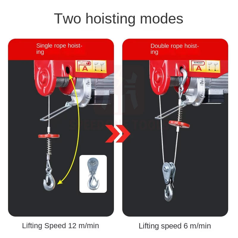 New Safety Mini Electric Hoist 220V Household Wire Rope Pendant Control ...