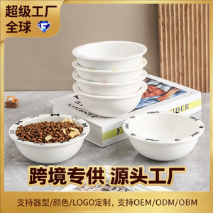Custom-made cute cartoon underglaze <b>ceramic</b> cat and <b>dog</b> food bowls suitable for home and pet stores, thickened and deepened. - Product Image 3
