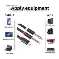 USB-C zu Dual 6,35mm 1/4 Zoll Stereo Splitter Y Kabel 2 in 1 Typ C bis 6,35 MM TS Audio kabel
