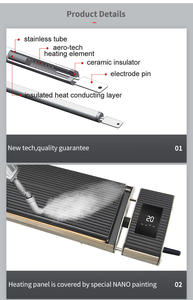 Jhheatsup Wifi Control Lcd Display Quick Patio Heating Easy Home Long Wave Infra Radiator Room Heater for Yoga Gym Jh-nr10-13w - Product Image 4