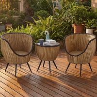 Ensemble de chaises trois pièces en rotin minimaliste pour l'extérieur avec table d'appoint pour patio, jardin, balcon - Vente en gros