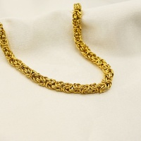 Collier en Acier Inoxydable Plaqué Or 18K Style Byzantin Tendance avec Fermoir Anneau Classique pour Anniversaires et Fêtes de Rappeurs