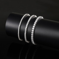 Bracelet Tennis en Argent Sterling 925 pour Femme, Or Rose, Moissanite Taille Complète 2/3/4/5mm, Testeur de Vérité Inclus, Idéal pour le Dropshipping
