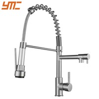 Robinet de cuisine en acier inoxydable chromé de haute qualité avec douchette extractible, mitigeur chaud/froid, design moderne, vente en gros usine