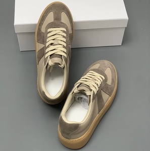 Retro Color-Block Thick Sole Training Shoes for Women <b>Matte</b> Leather Height Enhancing Versatile <b>Rubber</b> Sole Casual Sneakers - Product Image 3