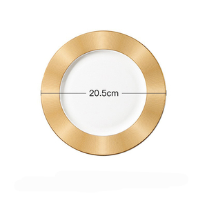 <span class=keywords><strong>Service</strong></span> de vaisselle en <span class=keywords><strong>porcelaine</strong></span> de style luxe assiettes rondes avec bord doré assiette décorative en céramique avec bord doré plats élégants - Product Image 5