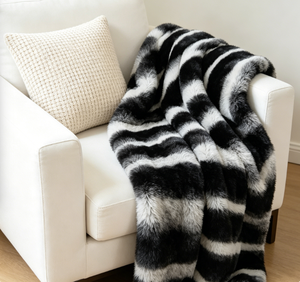 Plaid en fourrure de lapin Rex 100% véritable avec motif rayé <span class=keywords><strong>Chinchilla</strong></span>, doux et moelleux, tapis décoratif en fourrure pour la maison et les vêtements - Product Image 3