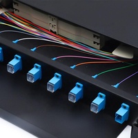 Kotak Rak Geser ODF 19'' 1U untuk Panel Patch Fiber Optik SC 8 12 24 48 Port, Kotak Terminal Distribusi