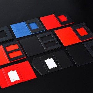 Portatarjetas de regalo Rojo Dorado y negro de lujo personalizado, caja de regalo magnética de tarjeta VIP de papel con cajas ranuradas con borde dorado y plateado - Product Image 5