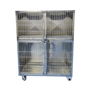 กรงสัตว์เลี้ยงสแตนเลสแข็งแรง ทนทาน พับเก็บได้ พร้อมฟังก์ชั่นแสดงอุณหภูมิและความชื้น สำหรับสุนัข แมว ใช้ในโรงพยาบาลสัตว์ ราคาประหยัด - Product Image 1