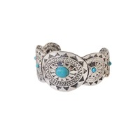 21 Estilos de Pulseras de Turquesa Natural Plateadas en Plata de Estilo Occidental para Mujer, Pulsera de Estilo Bohemio Étnico con Turquesa