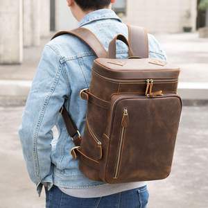 Mochila de Viaje para Hombre Andong de Cuero de Grano Completo, para Laptop de 13 Pulgadas, de Cuero Vacuno Genuino, Gran Capacidad, Bolsa de Hombro para Hombre - Product Image 4