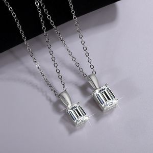 Collier pendentif rectangulaire en argent sterling S925 avec diamant Moissanite, luxe léger et haut de gamme, fabriqué par MUSHAN Jewelry Factory - Product Image 5