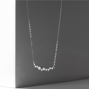 Grosir mode 925 perak murni kalung berlian perhiasan baris zirkon 18K kalung berlapis emas untuk wanita - Product Image 6