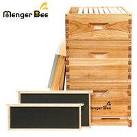 Nouvelle ruche Langstroth en bois de sapin enduit de cire, complète avec 3 cadres, joint queue d'aronde, grille d'exclusion de reine et feuilles de fondation Menger Bee
