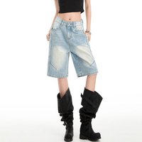 Short Bermuda Femme Baggy Taille Haute Délavé Décontracté Fabricant Vente en Gros