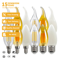 Ampoule LED C35 F35 G45 A60, type bougie, E27, verre givré, luminaires AC/DC 2700K pour hôtel, salle à manger, ampoules Edison vintage