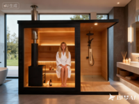 Sauna et douche combinés modernes en bois massif de pruche électrique, pour intérieur/extérieur, avec panneau de commande informatisé, alimentation par prise, idéal pour appartement