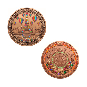 Splendida Medaglia Rotonda in Rame Puro 999 da 1oz, Vivacemente Colorata, con <span class=keywords><strong>Torre</strong></span> <span class=keywords><strong>Eiffel</strong></span> di Parigi e <span class=keywords><strong>Vista</strong></span> Panoramica sul Fiume Sena - Product Image 1