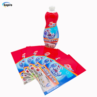 Étiquette de film rétractable avec logo personnalisé pour bouteille en plastique de 500ml Étiquette de manchon rétractable pour bouteille de nettoyant de cuisine shampooing