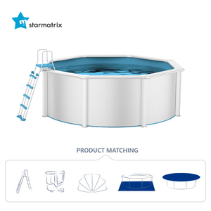 STARMATRIX PSP5512B/BW <span class=keywords><strong>Piscine</strong></span> au sol murale <span class=keywords><strong>en</strong></span> acier pour adultes avec écumoire et cadre Design Échelle et fonction <span class=keywords><strong>de</strong></span> sécurité - Product Image 2
