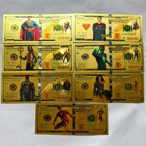 Nota Banhada a Ouro de Super-Heróis dos Filmes da DC para Presente Comemorativo e Colecionável - Product Image 1