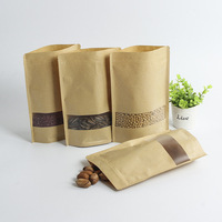 Pochette autoportante en papier kraft écologique et recyclable avec fenêtre, imprimée sur mesure, étanche et de qualité alimentaire