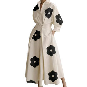 Hot Popular Plus Size Commuting Fashion POLO Collar Long Sleeves Loose Hem <strong>Dress</strong> Fashion High Waist Flowy Maxi <strong>Dress</strong> for Women - Product Image 5