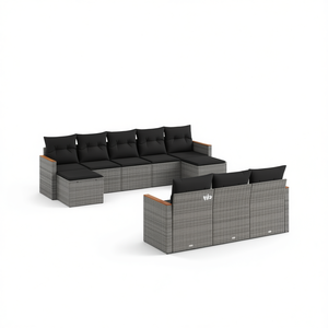 Conjunto de Sofá de Jardín de Ratán Sintético Color Gris Vib, 6 Plazas, Muebles Contemporáneos para Exteriores, Estructura de Acero Resistente a la Intemperie - Product Image 1