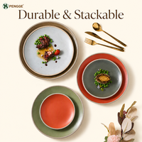 Assiette en grès céramique à glaçure réactive mate, vente en gros pour distributeurs de vaisselle de luxe pour restaurants haut de gamme