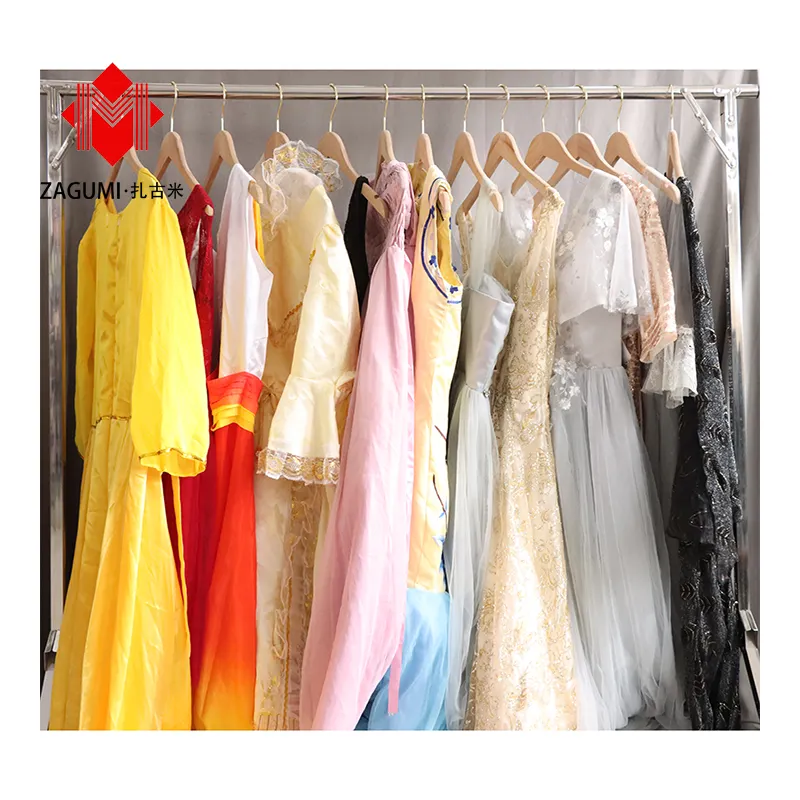 Stock Whom Korea Japan Friperies Manche Longue Pull Silk Dresses Chiffon Used Islamic Clothing Sack Brand Dresses for Ladies